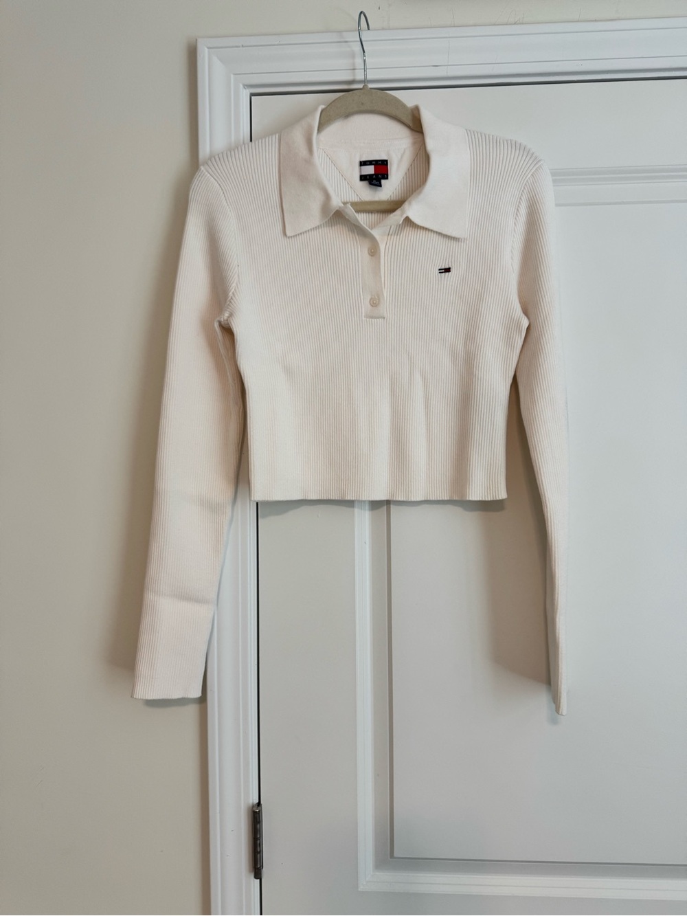 Tommy Jeans long sleeve cotton polo sweater.